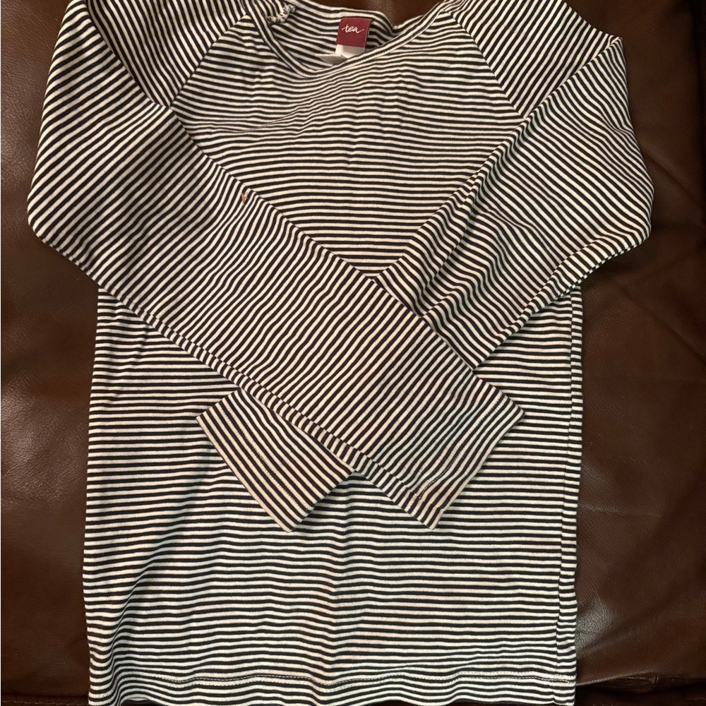 Tea Collection Black and White Striped Long Sleeve Tee